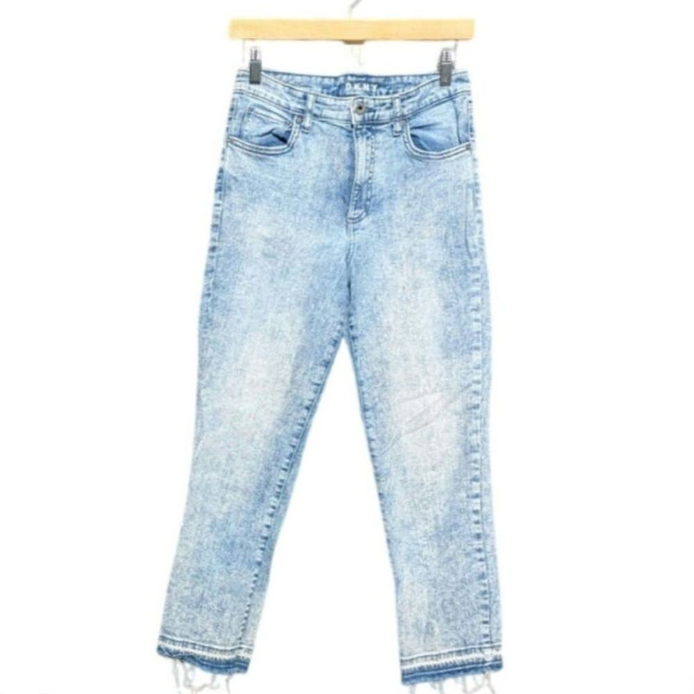 DKNY designer jeans raw hem distressed rugged Western skater grunge relaxed 27